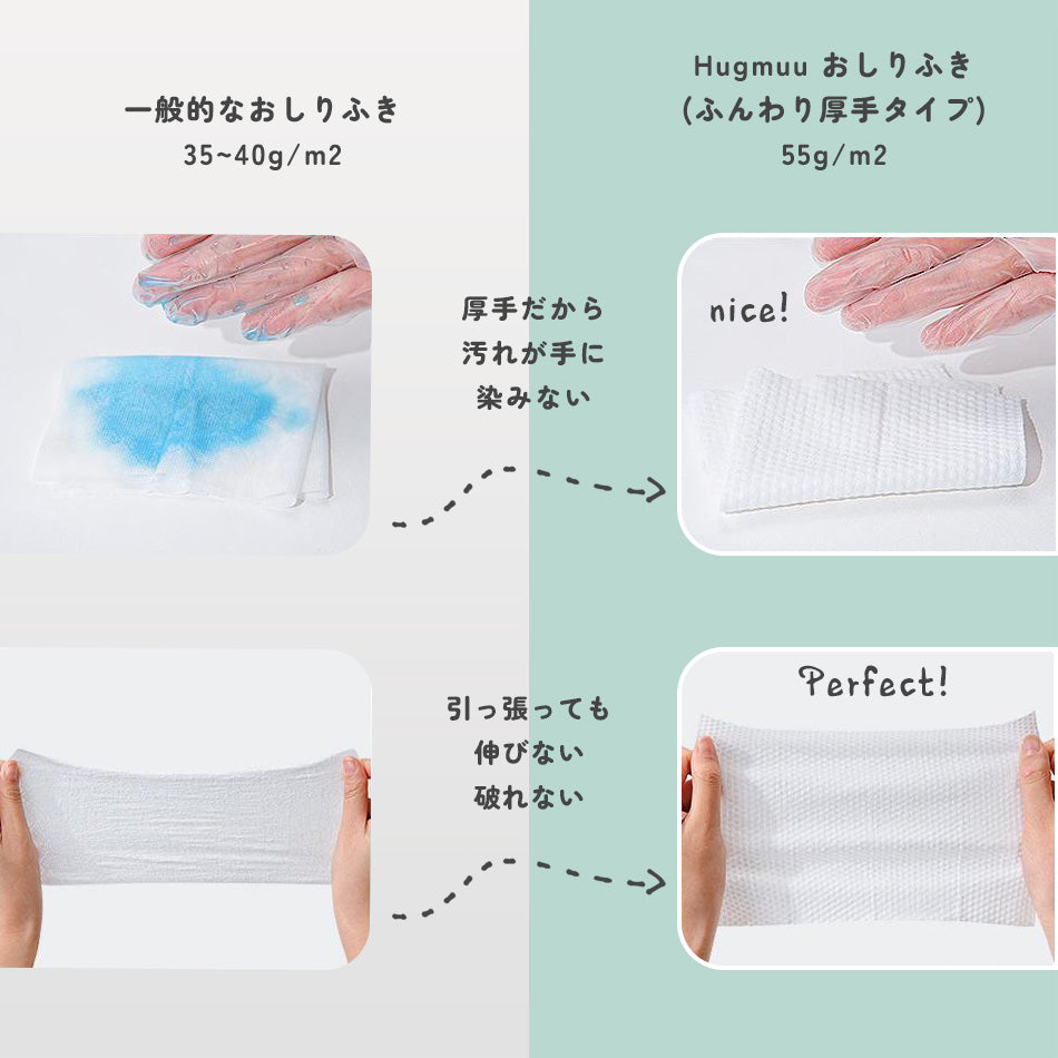 おしりふき おしり拭き ふんわり厚手  1152枚 (96枚×12個セット) 水分たっぷり 大容量 蓋付き ウェットティッシュ 赤ちゃん ベビー 【Hugmuu】ハグムー 純水99% お尻拭き